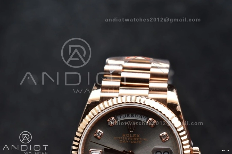 (Gain RG vr3255 904L Dial Grey Steel President with DayDate QF 36 Diamond Square Bracelet Best on V5 Edition Weight) 0506